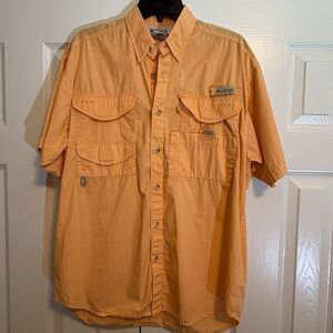 Columbia Men's PFG Short Sleeve Shirt Size Small Peach Fishing Outdoors